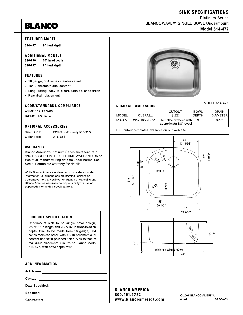 Blanco 514-477 User Manual | 1 page