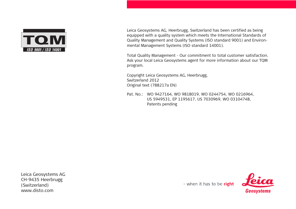 Leica Geosystems Leica DISTO D210 - Manual User Manual | Page 14 / 14