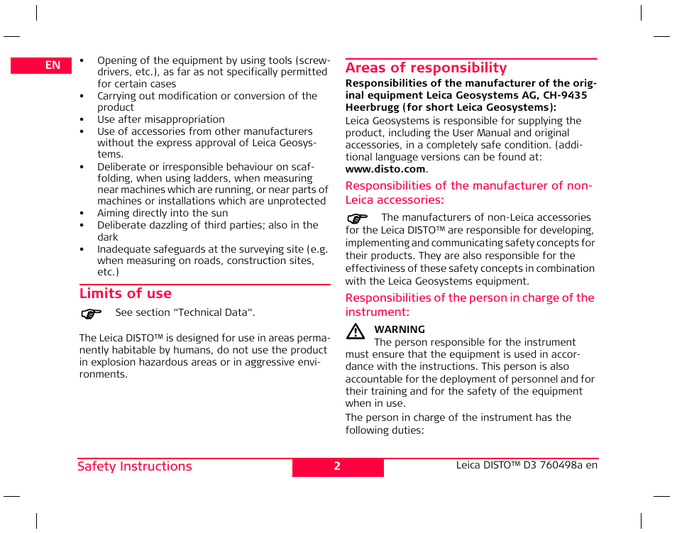 Leica Geosystems Leica DISTO D3 User Manual | Page 6 / 26