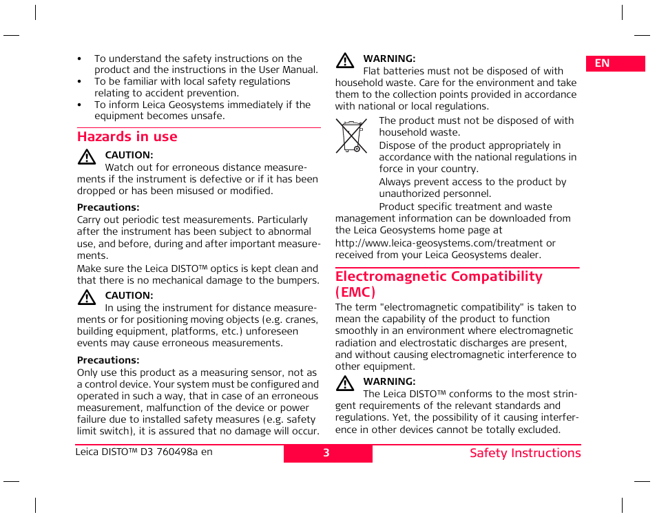 Leica Geosystems Leica DISTO D3 User Manual | Page 7 / 26