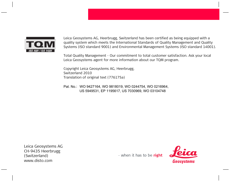 Leica Geosystems Leica DISTO D3a - User Manual User Manual | Page 24 / 24