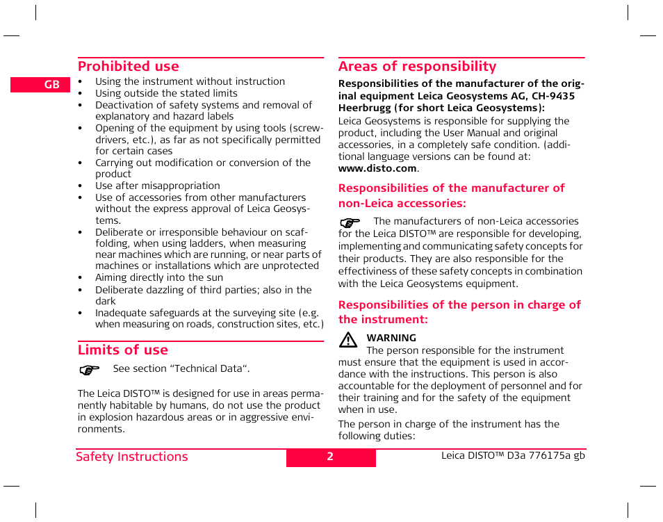Leica Geosystems Leica DISTO D3a - User Manual User Manual | Page 3 / 24
