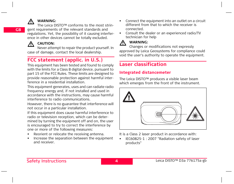 Leica Geosystems Leica DISTO D3a - User Manual User Manual | Page 5 / 24