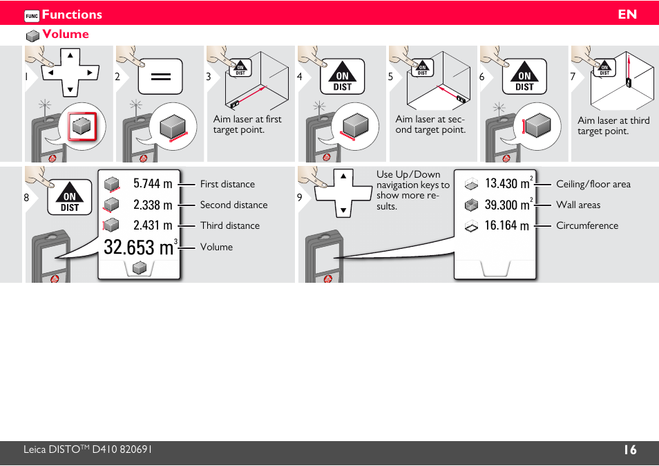 Volume, 653 m | Leica Geosystems Leica DISTO D410 - Manual User Manual | Page 17 / 24