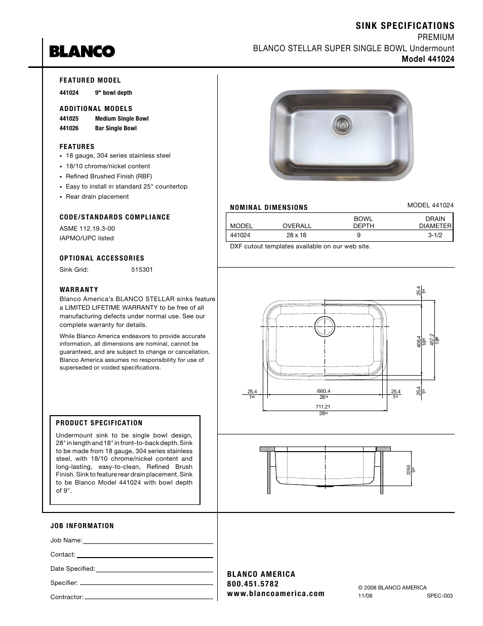 Blanco 441024 User Manual | 1 page