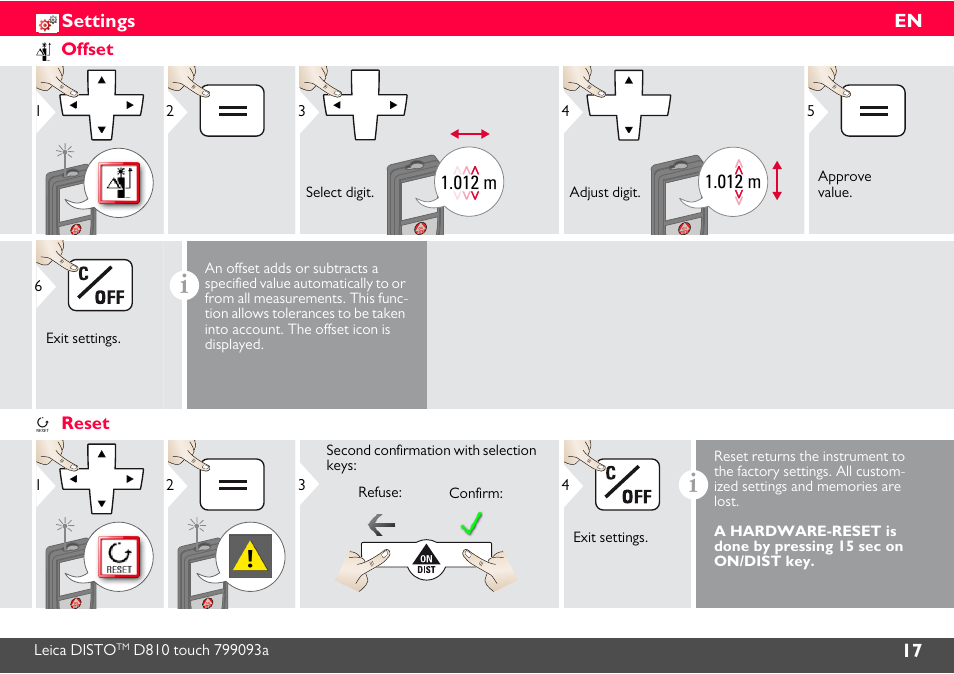 Offset, Reset | Leica Geosystems Leica DISTO D810 touch - Manual User Manual | Page 18 / 44