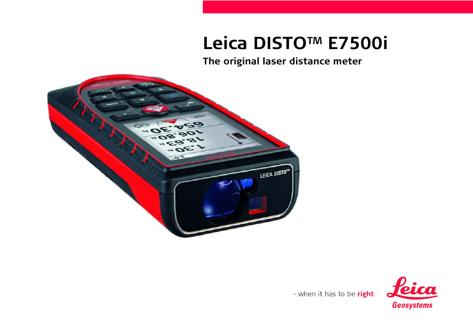 Leica Geosystems Leica DISTO E7500i - Manual User Manual | 32 pages
