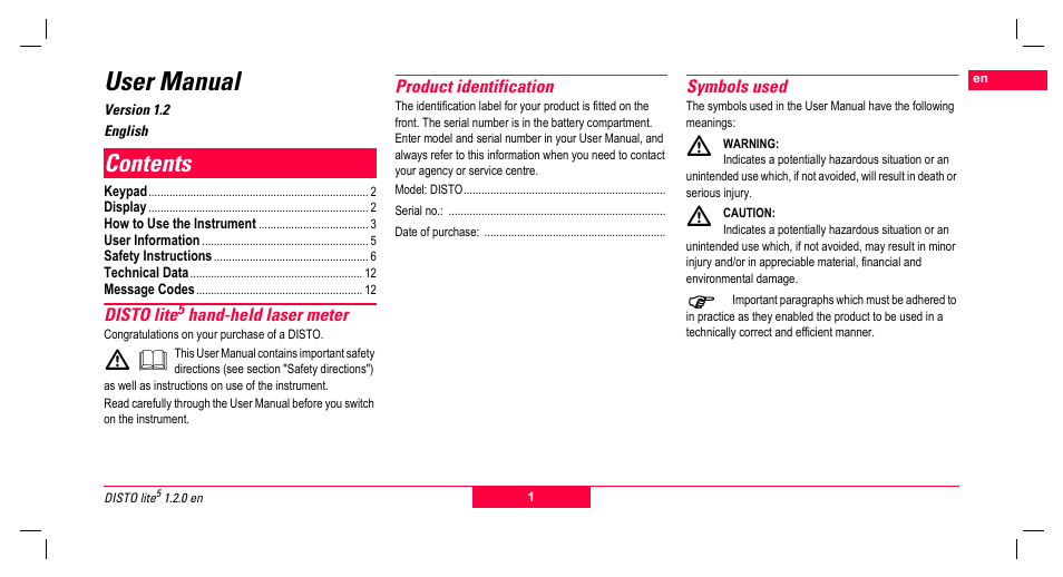 Leica Geosystems Leica DISTO lite5 User Manual | 12 pages