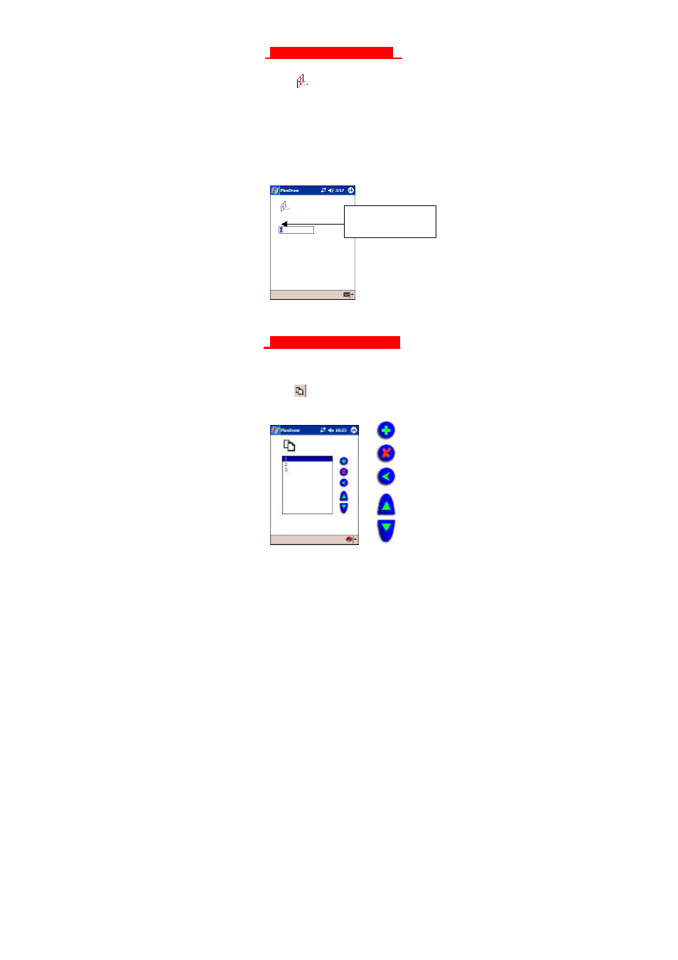 Wall height input dialog, Page management dialog | Leica Geosystems PlusDraw User Manual | Page 12 / 19