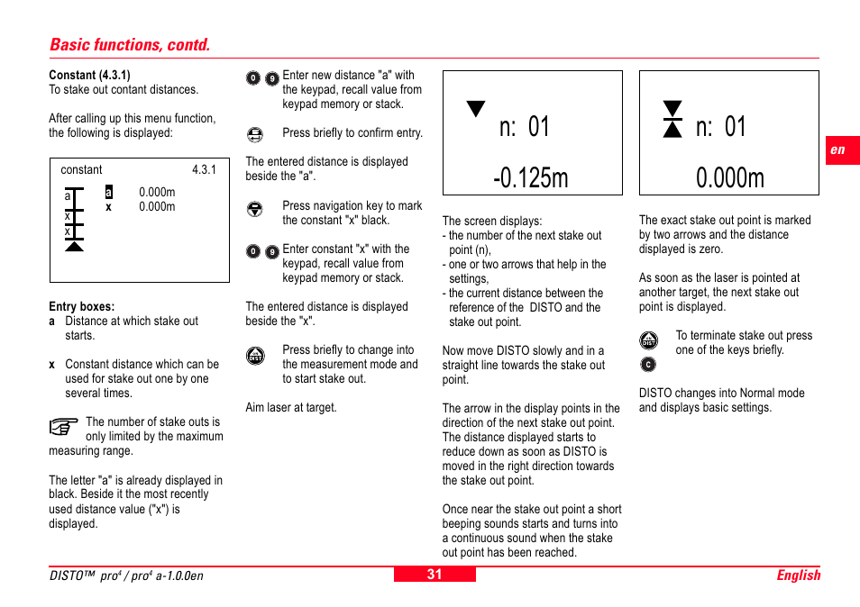 Basic functions, contd | Leica Geosystems Leica DISTO Pro User Manual | Page 29 / 60