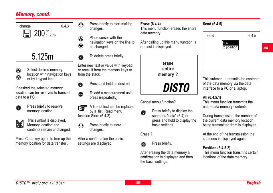 Disto, 125m | Leica Geosystems Leica DISTO Pro User Manual | Page 47 / 60