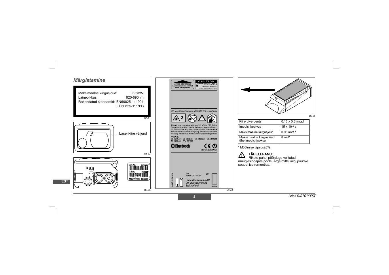 Märgistamine | Leica Geosystems Leica DISTO - Safety Instructions User Manual | Page 103 / 119