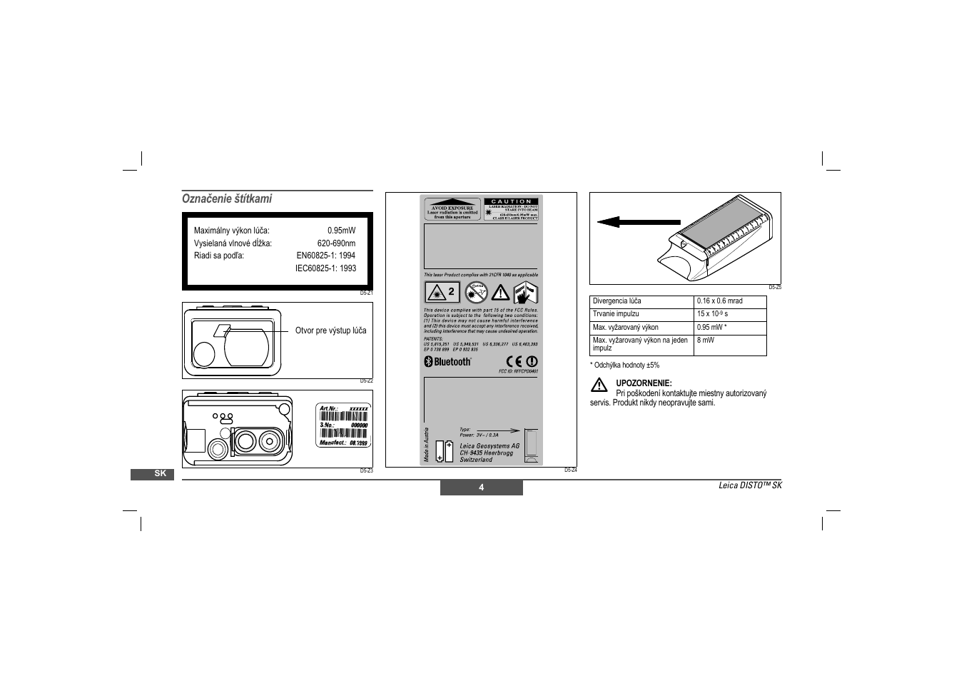 Označenie štítkami | Leica Geosystems Leica DISTO - Safety Instructions User Manual | Page 111 / 119