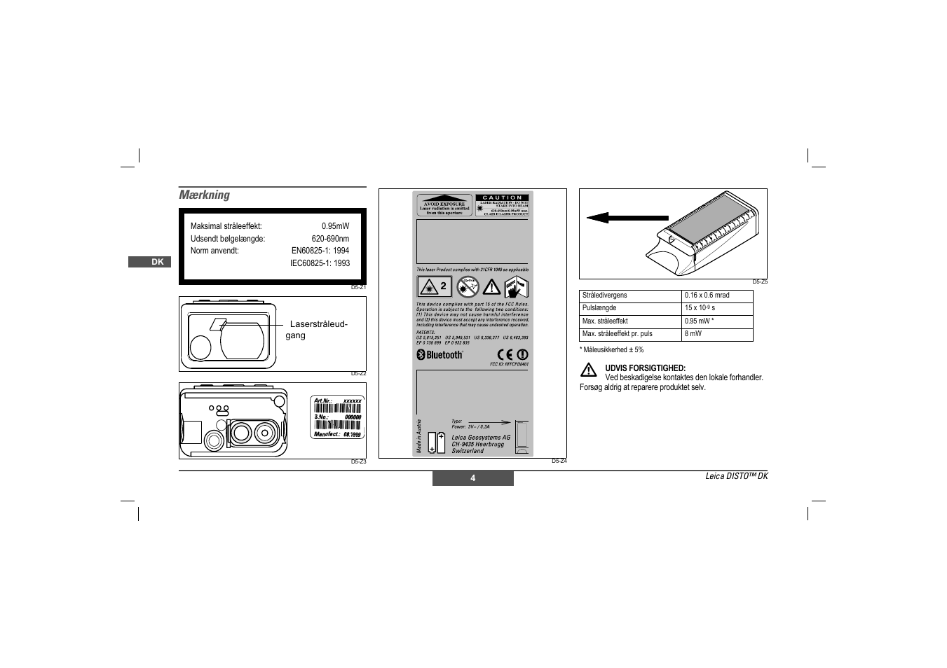Mærkning | Leica Geosystems Leica DISTO - Safety Instructions User Manual | Page 39 / 119