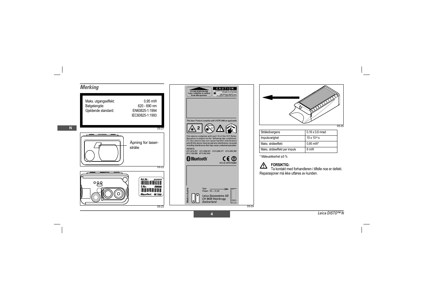 Merking | Leica Geosystems Leica DISTO - Safety Instructions User Manual | Page 47 / 119
