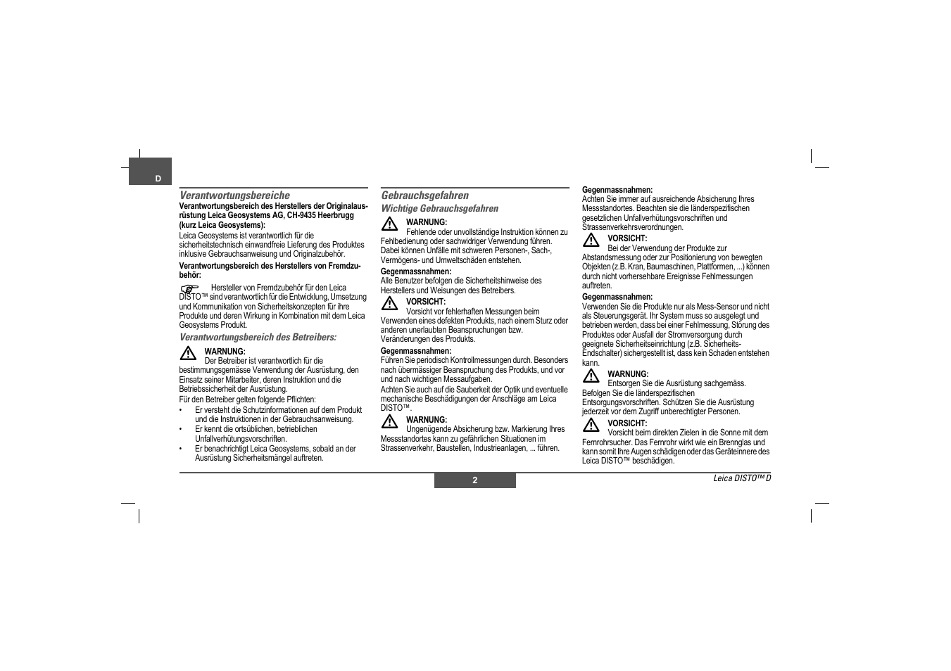 Leica Geosystems Leica DISTO - Safety Instructions User Manual | Page 5 / 119
