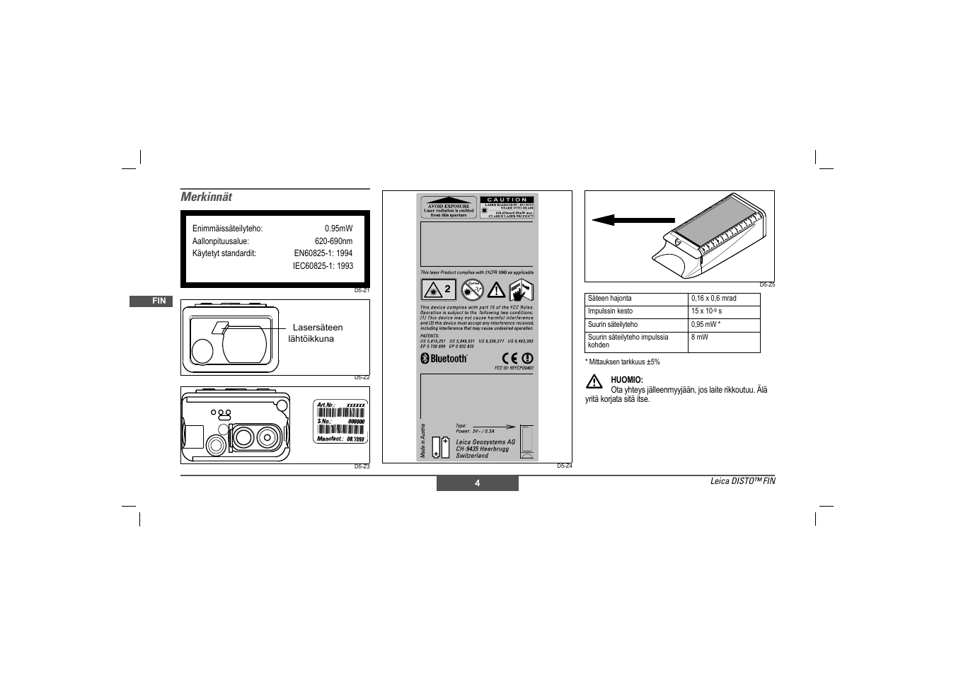 Merkinnät | Leica Geosystems Leica DISTO - Safety Instructions User Manual | Page 51 / 119