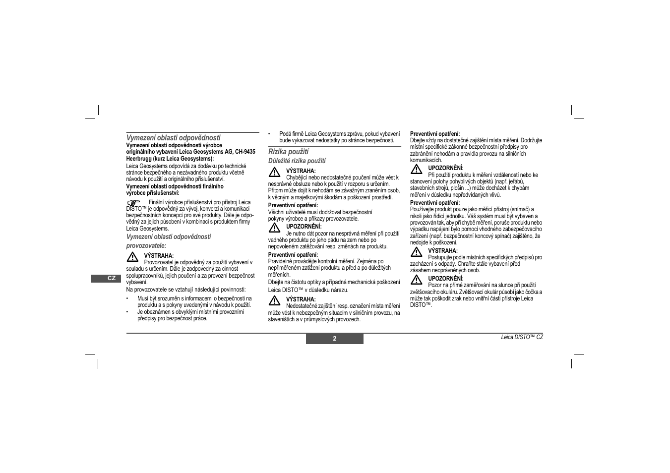 Leica Geosystems Leica DISTO - Safety Instructions User Manual | Page 85 / 119