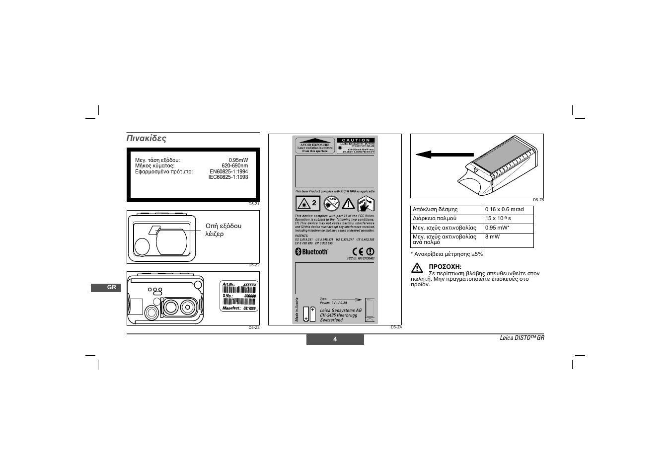 Πινακίδες | Leica Geosystems Leica DISTO - Safety Instructions User Manual | Page 91 / 119