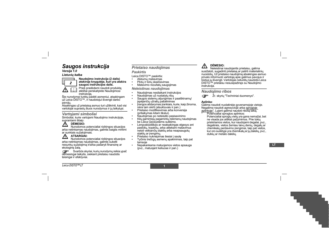 Saugos instrukcija | Leica Geosystems Leica DISTO - Safety Instructions User Manual | Page 92 / 119
