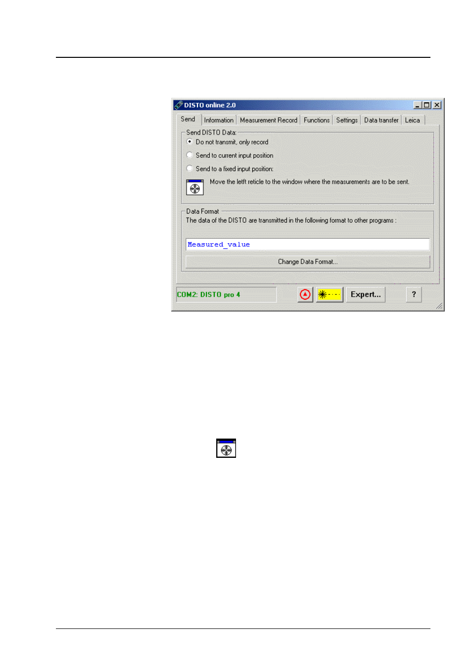 The page "send" in the expert mode | Leica Geosystems Leica DISTO - online program manual User Manual | Page 19 / 37
