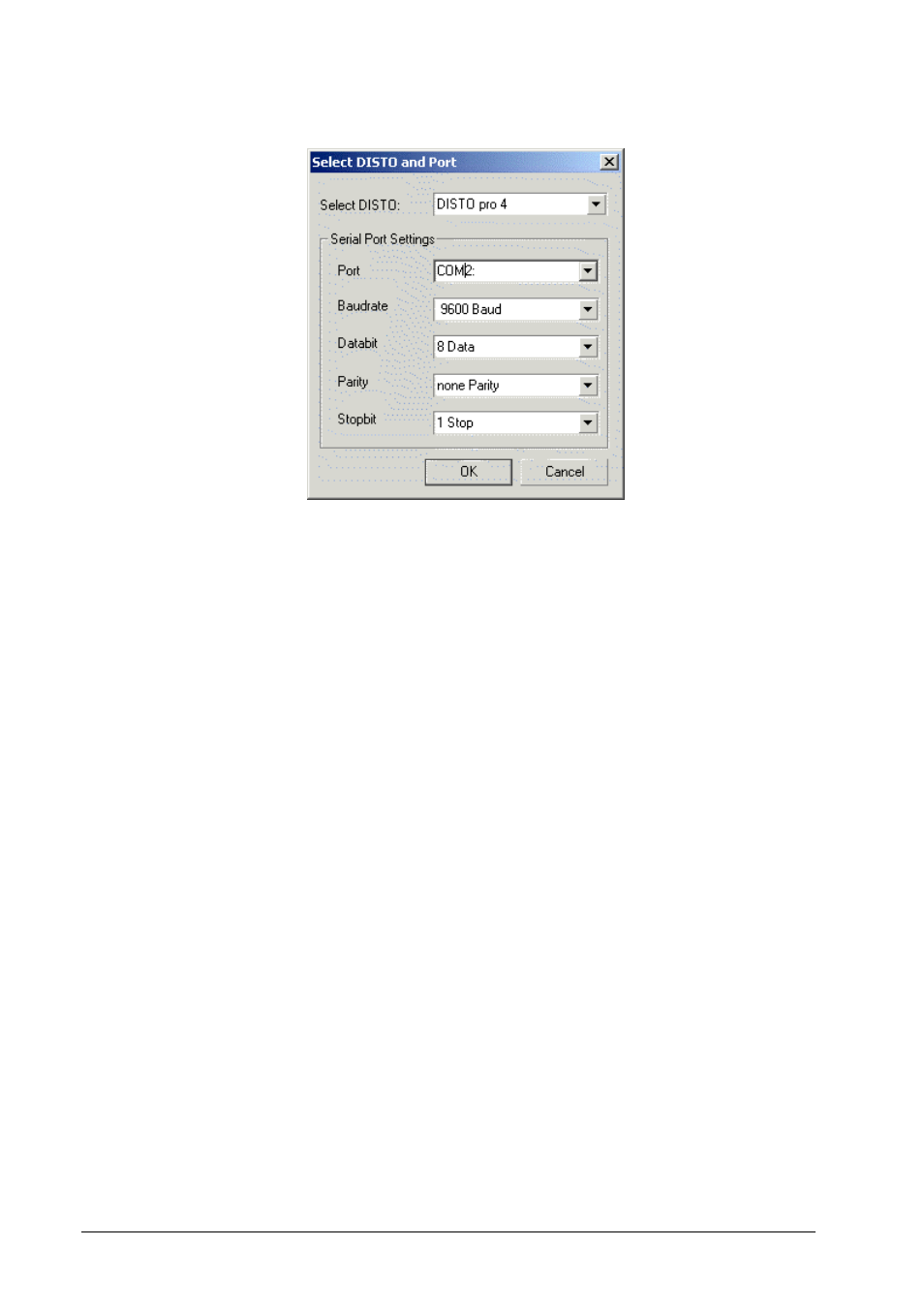 The dialog "select disto and port | Leica Geosystems Leica DISTO - online program manual User Manual | Page 24 / 37