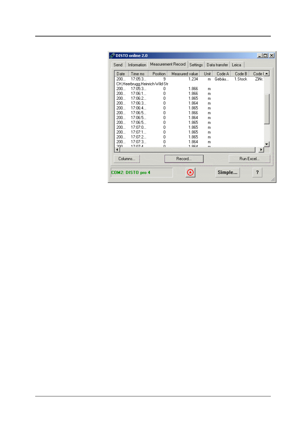 The page "measurement record | Leica Geosystems Leica DISTO - online program manual User Manual | Page 25 / 37