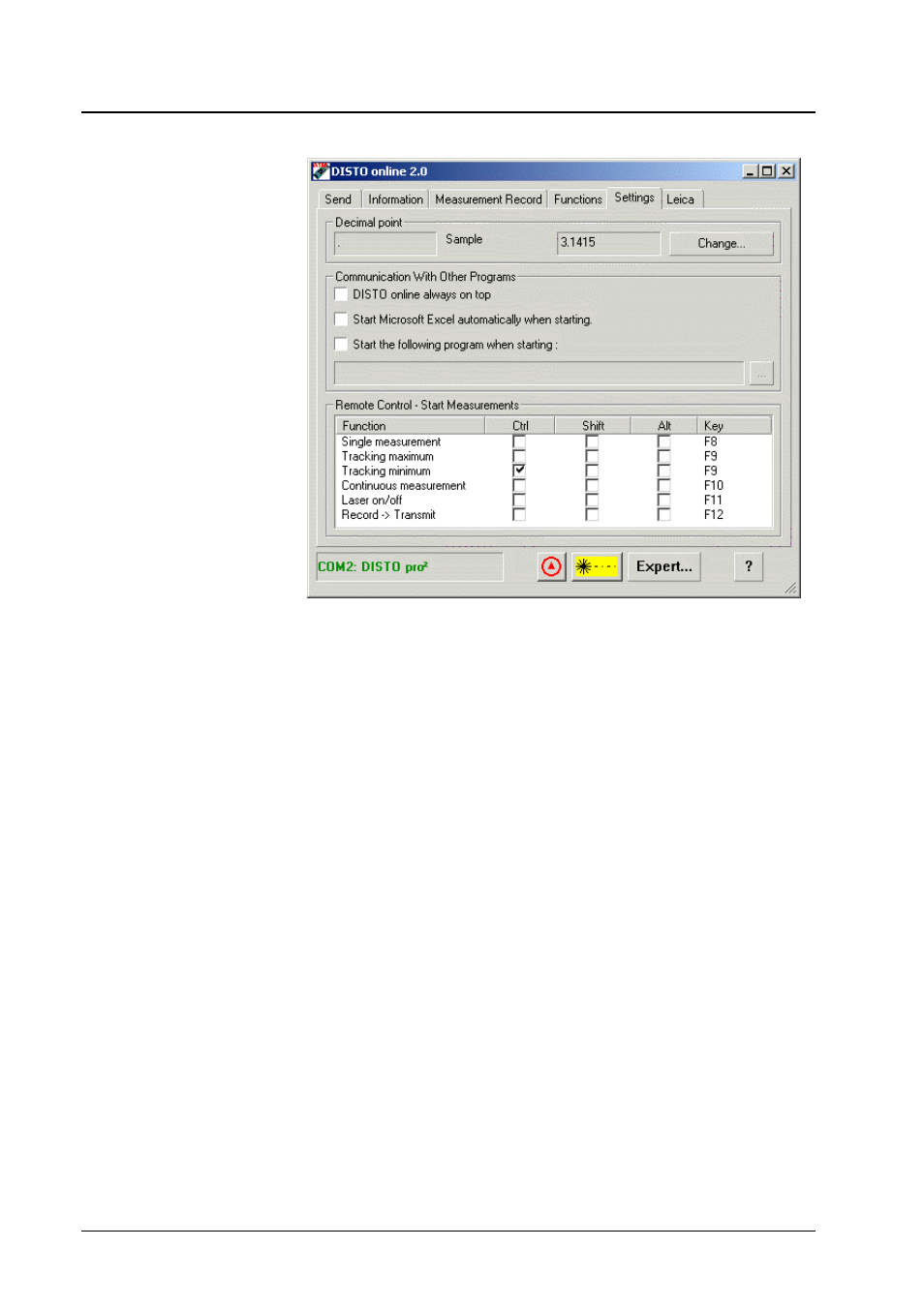 Start the following program when starting, The page "settings | Leica Geosystems Leica DISTO - online program manual User Manual | Page 28 / 37