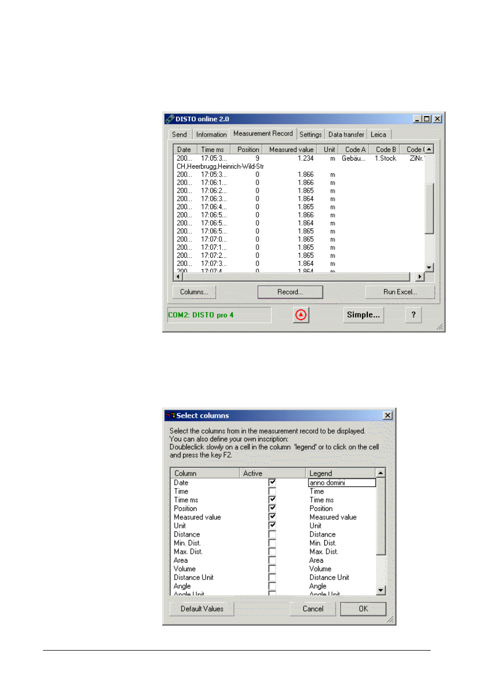 The page "measurement record | Leica Geosystems Leica DISTO - online program manual User Manual | Page 8 / 37