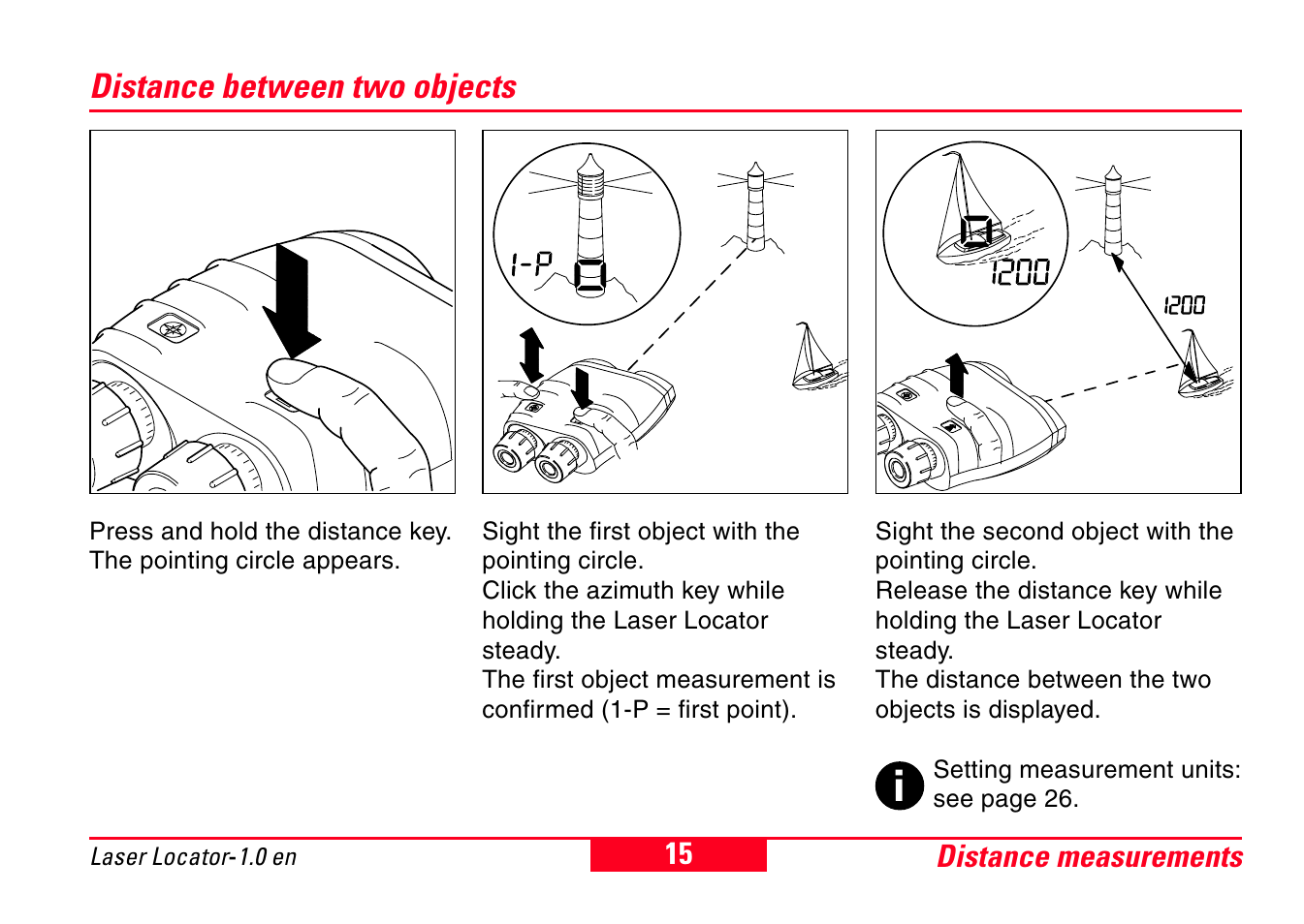 Distance between two objects | Leica Geosystems Laser Locator User Manual | Page 15 / 46