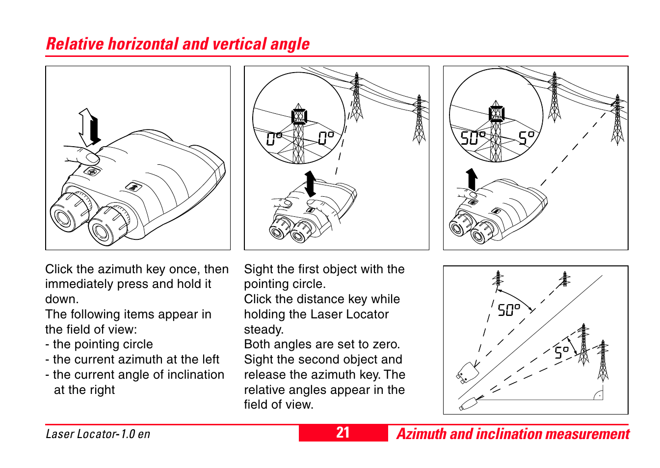Relative horizontal and vertical angle | Leica Geosystems Laser Locator User Manual | Page 21 / 46