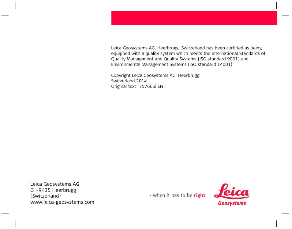 Leica Geosystems Leica Line and Dot Lasers User Manual | Page 21 / 21