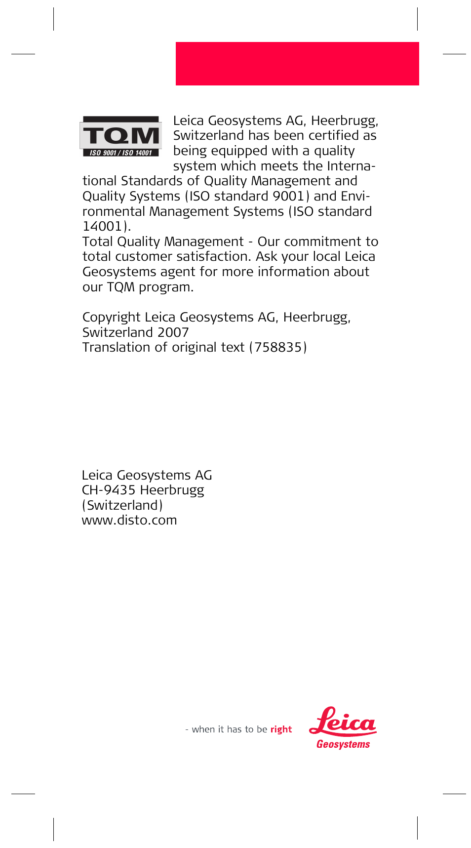 Leica Geosystems Line Laser Detector LLD 2 User Manual | Page 6 / 6