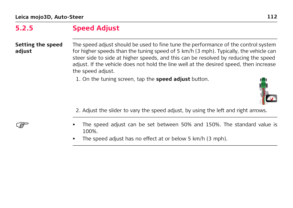 5 speed adjust, Speed adjust | Leica Geosystems Leica mojo3D - User Manual User Manual | Page 112 / 378
