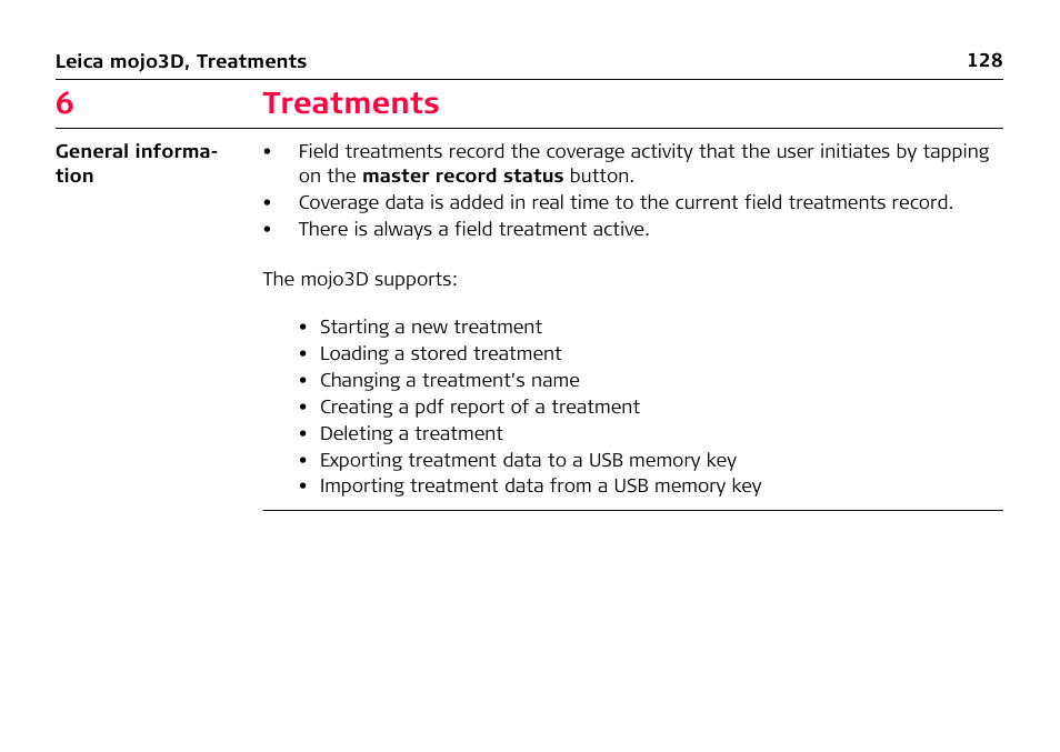 6 treatments, Treatments, 6treatments | Leica Geosystems Leica mojo3D - User Manual User Manual | Page 128 / 378