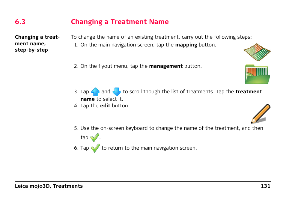 3 changing a treatment name, Changing a treatment name | Leica Geosystems Leica mojo3D - User Manual User Manual | Page 131 / 378