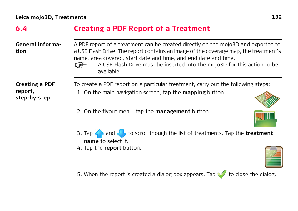 4 creating a pdf report of a treatment, Creating a pdf report of a treatment | Leica Geosystems Leica mojo3D - User Manual User Manual | Page 132 / 378