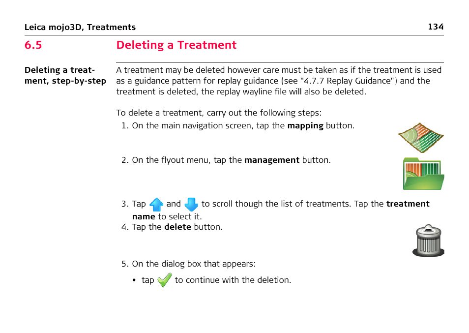 5 deleting a treatment, Deleting a treatment | Leica Geosystems Leica mojo3D - User Manual User Manual | Page 134 / 378