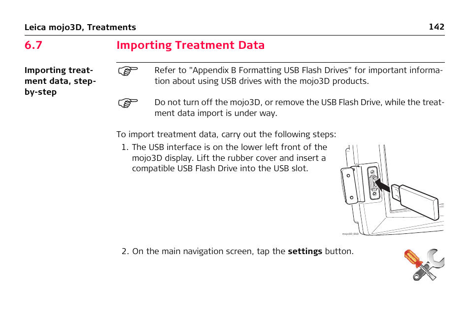 7 importing treatment data, Importing treatment data | Leica Geosystems Leica mojo3D - User Manual User Manual | Page 142 / 378