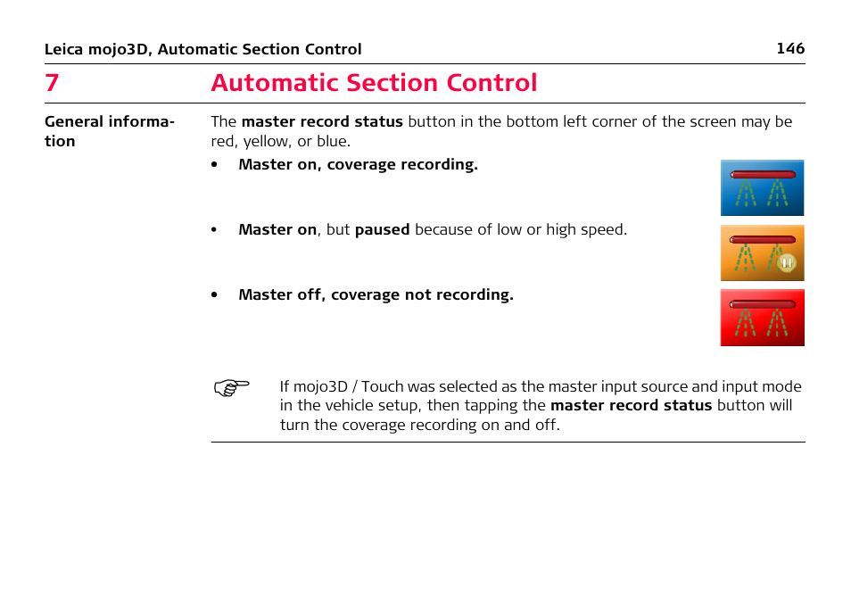 7 automatic section control, Automatic section control | Leica Geosystems Leica mojo3D - User Manual User Manual | Page 146 / 378