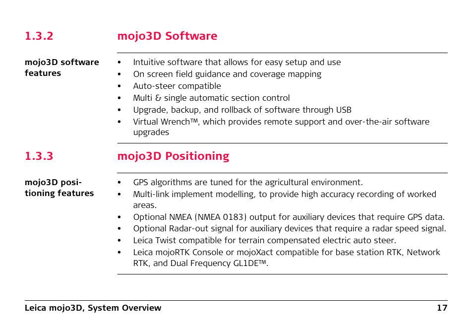 2 mojo3d software, 3 mojo3d positioning, Mojo3d software | Mojo3d positioning | Leica Geosystems Leica mojo3D - User Manual User Manual | Page 17 / 378