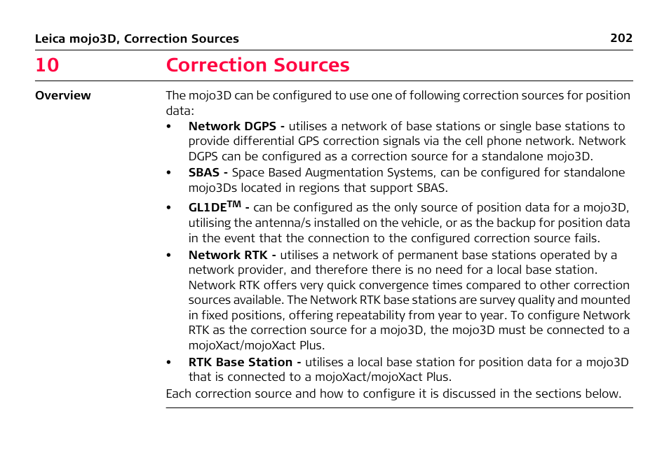 10 correction sources | Leica Geosystems Leica mojo3D - User Manual User Manual | Page 202 / 378
