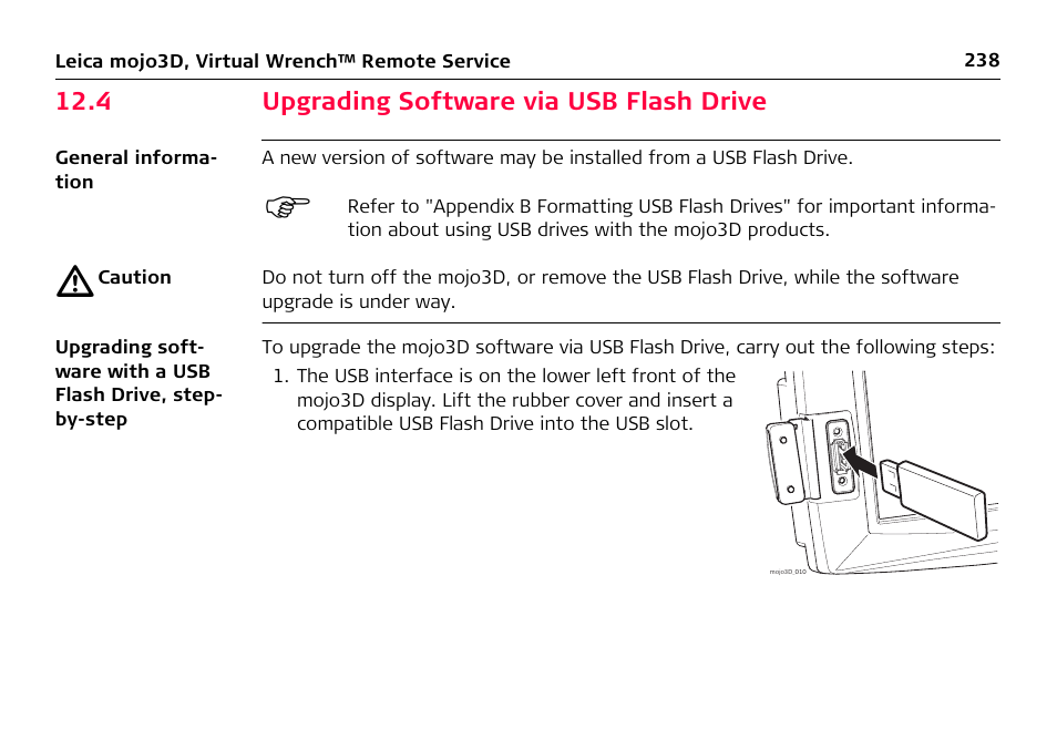 4 upgrading software via usb flash drive | Leica Geosystems Leica mojo3D - User Manual User Manual | Page 238 / 378