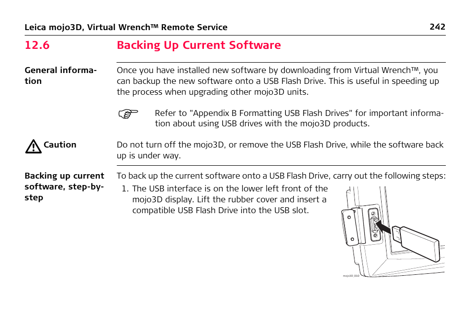 6 backing up current software | Leica Geosystems Leica mojo3D - User Manual User Manual | Page 242 / 378