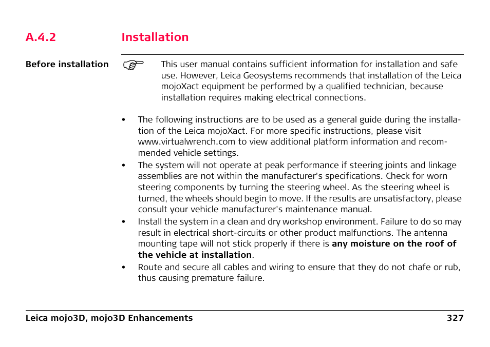 A.4.2 installation, A.4.2, Installation | Leica Geosystems Leica mojo3D - User Manual User Manual | Page 327 / 378