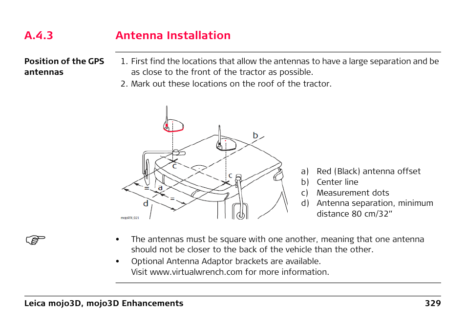 A.4.3 antenna installation, A.4.3, Antenna installation | Leica Geosystems Leica mojo3D - User Manual User Manual | Page 329 / 378