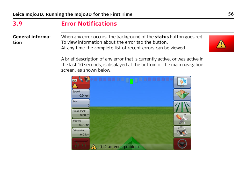 9 error notifications, Error notifications | Leica Geosystems Leica mojo3D - User Manual User Manual | Page 56 / 378