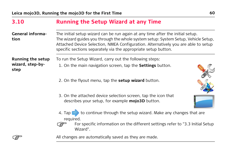 10 running the setup wizard at any time | Leica Geosystems Leica mojo3D - User Manual User Manual | Page 60 / 378