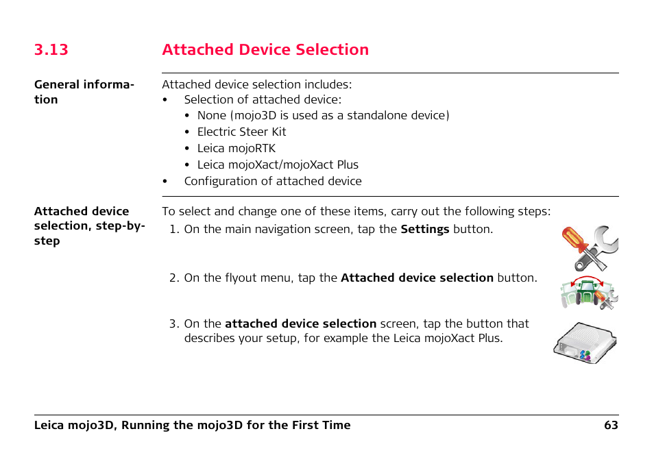 13 attached device selection | Leica Geosystems Leica mojo3D - User Manual User Manual | Page 63 / 378