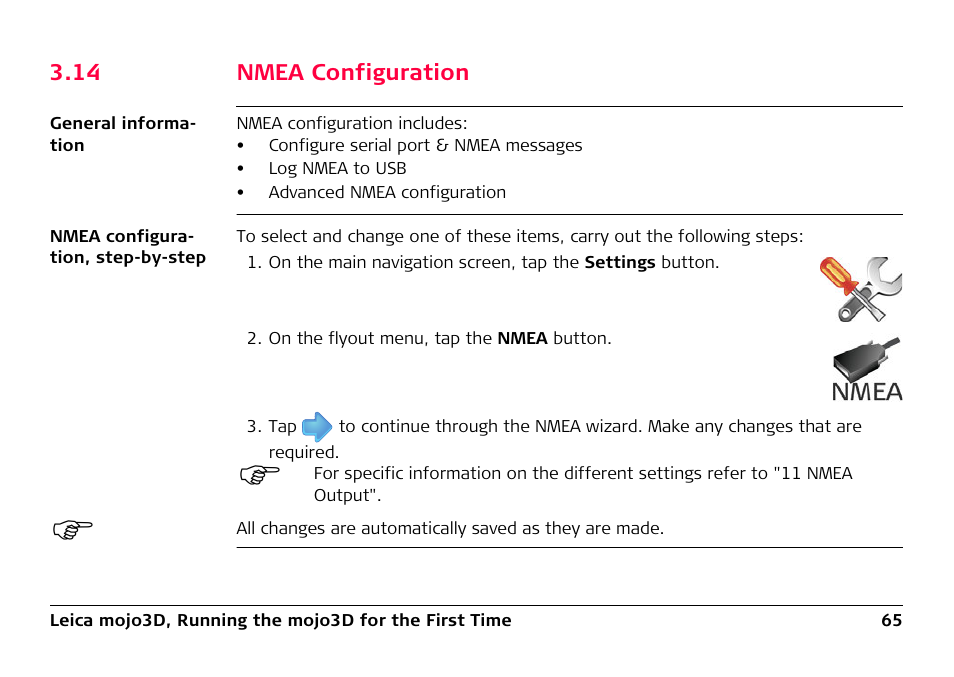 14 nmea configuration | Leica Geosystems Leica mojo3D - User Manual User Manual | Page 65 / 378